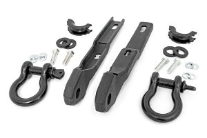 Nissan TITAN Tow Hook Brackets - Front - Rough Country - D-Ring Combo - Black - '17-'23 Nissan TITAN Tow Hook Brackets - Front - Rough Country - D-Ring Combo - Black - '17-'23